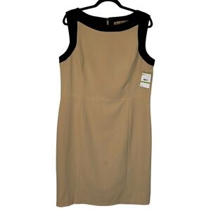 NIPON BOUTIQUE NWT!‎ Women’s Sheath Dress Elegant Sleeveless Gold/Black Trim 14